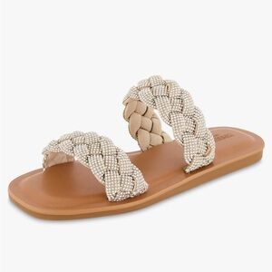 Azalea Wang Shine rhinestone braided slide Sandals Size 7 New With Tag